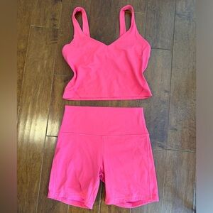 Lululemon align biker shorts and top in lip gloss pink